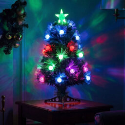 2Ft Green Fibre Optic Christmas Tree Sparkle Bauble With Multi Coloured Led Lights - thumbnail 4