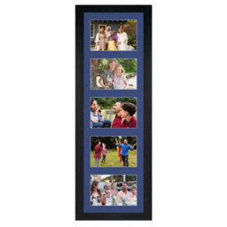 AK Frames 26X8 Black Modern Multi Photo Frame With Blue Mount - Holds 5 Apertures (5X) 6X4 Photos - thumbnail 1