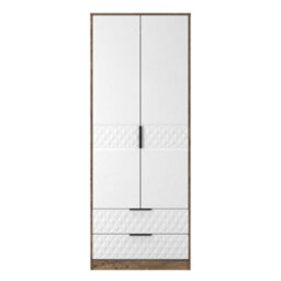 Anzio Ready Assembled Modern Matt Vintage Oak Effect 2 Drawer Tall Double Wardrobe (H)1956mm (W)766mm (D)530mm - thumbnail 1
