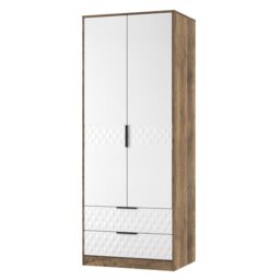 Anzio Ready Assembled Modern Matt Vintage Oak Effect 2 Drawer Tall Double Wardrobe (H)1956mm (W)766mm (D)530mm - thumbnail 3