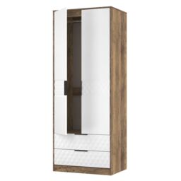 Anzio Ready Assembled Modern Matt Vintage Oak Effect 2 Drawer Tall Double Wardrobe (H)1956mm (W)766mm (D)530mm - thumbnail 4