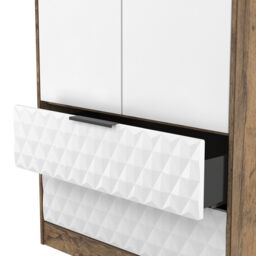 Anzio Ready Assembled Modern Matt Vintage Oak Effect 2 Drawer Tall Double Wardrobe (H)1956mm (W)766mm (D)530mm - thumbnail 5