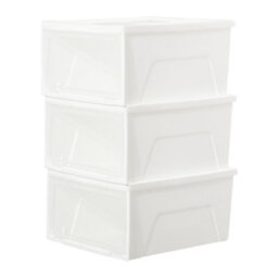 Darphe 3 Pack Stackable White Plastic Shoe Storage Box Transparent Front Dust Proof Shoe Organiser - thumbnail 1