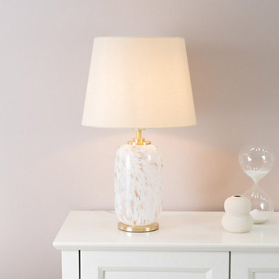 Valuelights India Gold Metal And White Confetti Glass Table Lamp Base - image 1