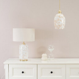 Valuelights India Gold Metal And White Confetti Glass Table Lamp Base - thumbnail 5