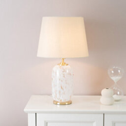 Valuelights India Gold Metal And White Confetti Glass Table Lamp Base - thumbnail 1