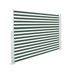 Primrose Awnings Patio Wind Break Awning Full Cassette Manual Side Shade Green And White 1.6M X 3M