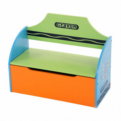Oypla Childrens Wooden Crayon Toy Storage Unit Box Bench Seat - image 1