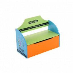 Oypla Childrens Wooden Crayon Toy Storage Unit Box Bench Seat - thumbnail 6