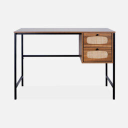Sweeek - Wood And Cane Desk Retro Natural 55X110X76 Cm - thumbnail 2