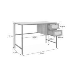 Sweeek - Wood And Cane Desk Retro Natural 55X110X76 Cm - thumbnail 7