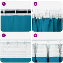 Berkfield Modern Curtains With Curtains 2 Pcs Turquoise 245 X 140 Cm Polyester - thumbnail 7