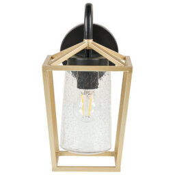 Beliani Outdoor Wall Light Gold Sconce Matte Iron And Glass, W14 X D14 X H33Cm. - thumbnail 2