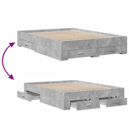 Berkfield Bed Frame With Drawers Without Mattress Concrete Grey 120X190 Cm Small Double - thumbnail 7