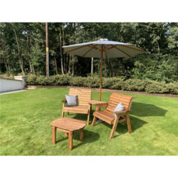 Marlborough Traditional Grand Twin Angled With Coffee Table, 2 X Scatter Cushion Grey & 1 X Parasol Grey & Base - thumbnail 2