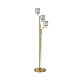 Valuelights Amelie Gold Stem 3 Way Ribbed Glass Shade Floor Lamp - thumbnail 7