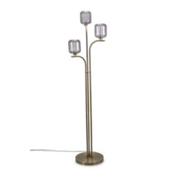 Valuelights Amelie Gold Stem 3 Way Ribbed Glass Shade Floor Lamp - thumbnail 3