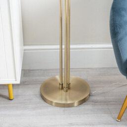 Valuelights Amelie Gold Stem 3 Way Ribbed Glass Shade Floor Lamp - thumbnail 2
