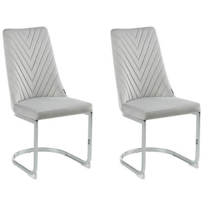 Beliani Set Of 2 Dining Chairs Altoona Velvet Grey - image 1