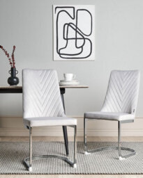 Beliani Set Of 2 Dining Chairs Altoona Velvet Grey - thumbnail 2