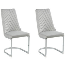 Beliani Set Of 2 Dining Chairs Altoona Velvet Grey - thumbnail 1