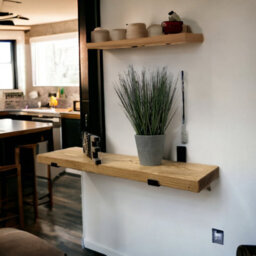 Mkgt Rustic Folding Wall Mounted Breakfast Bar Table - Solid Wood (Rustic Pine, 60 X 30Cm) - thumbnail 9