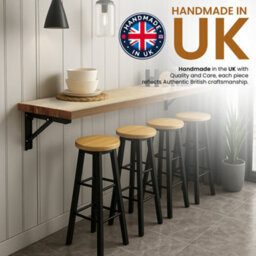 Mkgt Rustic Folding Wall Mounted Breakfast Bar Table - Solid Wood (Rustic Pine, 60 X 30Cm) - thumbnail 4