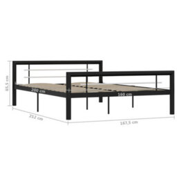 Berkfield Bed Frame Black And White Metal 160X200 Cm - thumbnail 6