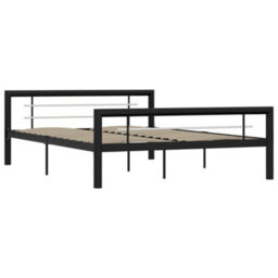 Berkfield Bed Frame Black And White Metal 160X200 Cm - thumbnail 2