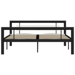 Berkfield Bed Frame Black And White Metal 160X200 Cm - thumbnail 3