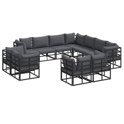 Berkfield Modern Garden Sofa Set With Cushion 11 Pcs Black Aluminium - image 1