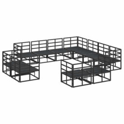 Berkfield Modern Garden Sofa Set With Cushion 11 Pcs Black Aluminium - thumbnail 5