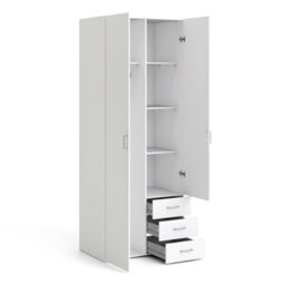 Furniture To Go Space Wardrobe - 2 Doors 3 Drawers In White 2000 (W) 77.6 X  (H) 200.4 X  (D) 49.5Cm - thumbnail 5
