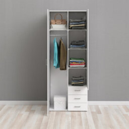 Furniture To Go Space Wardrobe - 2 Doors 3 Drawers In White 2000 (W) 77.6 X  (H) 200.4 X  (D) 49.5Cm - thumbnail 7