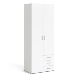 Furniture To Go Space Wardrobe - 2 Doors 3 Drawers In White 2000 (W) 77.6 X  (H) 200.4 X  (D) 49.5Cm - thumbnail 1