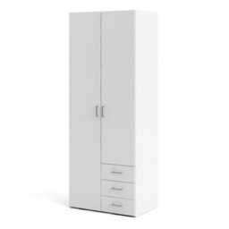 Furniture To Go Space Wardrobe - 2 Doors 3 Drawers In White 2000 (W) 77.6 X  (H) 200.4 X  (D) 49.5Cm - thumbnail 4