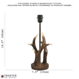 Happy Homewares Traditionally Designed Antler Resin Table Lamp Base In A Rustic Bronze Finish - thumbnail 6