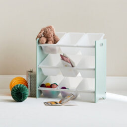 Sweeek - Children's Toy Storage Unit With 9 Baskets Tobias Celadon Green 64X29.5X60 Cm - thumbnail 4