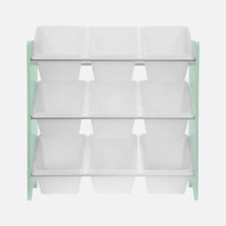 Sweeek - Children's Toy Storage Unit With 9 Baskets Tobias Celadon Green 64X29.5X60 Cm - thumbnail 2