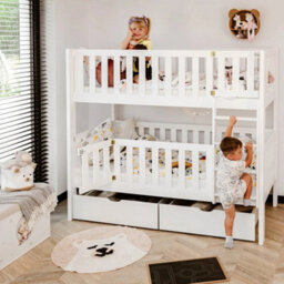 Arte Ksawery White Wooden Bunk Bed 80 X 180Cm - Foam Bonnell Mattresses Included - thumbnail 5
