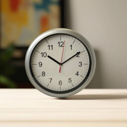 Silver Round Quartz Wall Clock Battery Operated 24Cm Office Minimalistic Clock - thumbnail 3
