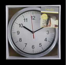 Silver Round Quartz Wall Clock Battery Operated 24Cm Office Minimalistic Clock - thumbnail 2