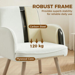 Homcom Lounge Chair Velvet Upholstered Spring Cushion Cream White - thumbnail 5