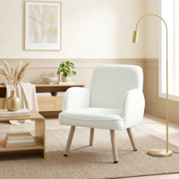 Homcom Lounge Chair Velvet Upholstered Spring Cushion Cream White - thumbnail 7