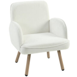 Homcom Lounge Chair Velvet Upholstered Spring Cushion Cream White - thumbnail 2