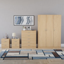 Lassic Vida Designs Riano 4 Piece Bedroom Set (2 Drawer Bedside Chest, 5 Drawer Chest, 3 Door Wardrobe), Pine - thumbnail 7