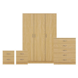 Lassic Vida Designs Riano 4 Piece Bedroom Set (2 Drawer Bedside Chest, 5 Drawer Chest, 3 Door Wardrobe), Pine - thumbnail 8