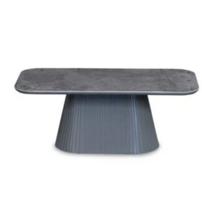 Stratus Interiors Sydney Grey Dining Table With Fluted Pedestal Base, Modern Dining Room Table, Contemporary Stone Effect Kitchen & Dining Furniture - image 1