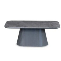 Stratus Interiors Sydney Grey Dining Table With Fluted Pedestal Base, Modern Dining Room Table, Contemporary Stone Effect Kitchen & Dining Furniture