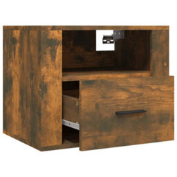 Berkfield Wall-Mounted Bedside Cabinet Smoked Oak 50X36X40 Cm - thumbnail 6